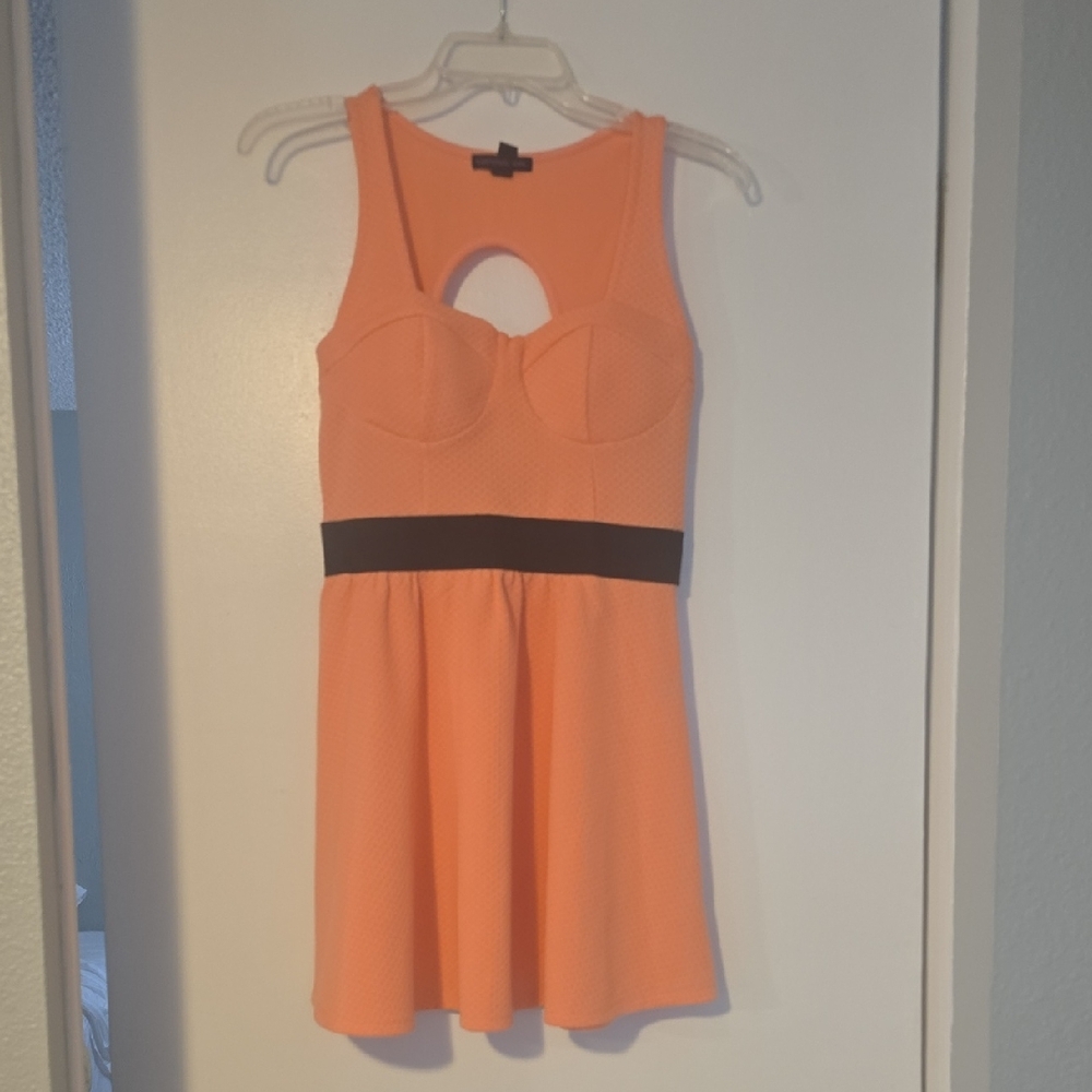 Material Girl Vibrant Orange Dress with Black Accent